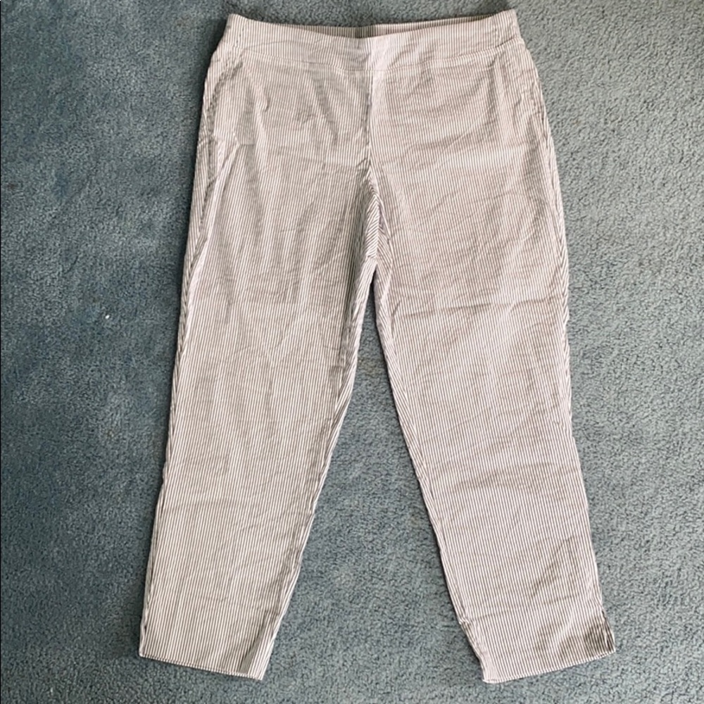 Navy and white pin stripe capris dress pants